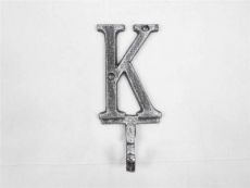 Rustic Silver Cast Iron Letter K Alphabet Wall Hook 6
