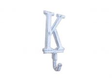 Whitewashed Cast Iron Letter K Alphabet Wall Hook 6