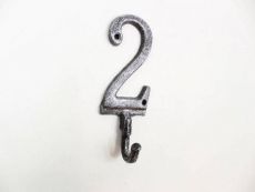 Rustic Silver Cast Iron Number 2 Wall Hook 6
