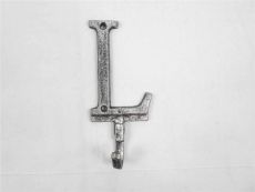 Rustic Silver Cast Iron Letter L Alphabet Wall Hook 6