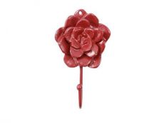 Rustic Red Cast Iron Decorative Rose Hook 7\