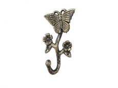 Rustic Gold Cast Iron Butterfly With Flowers Hook 5
