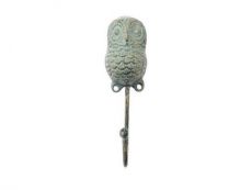 Antique Seaworn Bronze Cast Iron Decorative Owl Hook 6