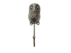 Rustic Gold Cast Iron Decorative Owl Hook 6