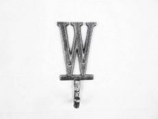 Rustic Silver Cast Iron Letter W Alphabet Wall Hook 6
