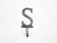 Rustic Silver Cast Iron Letter S Alphabet Wall Hook 6
