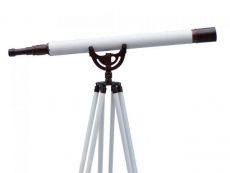 Floor Standing Bronzed With White Leather Anchormaster Telescope 65
