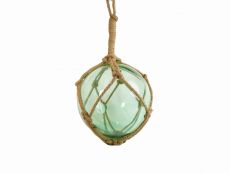 Seafoam Green Japanese Glass Ball Fishing Float With Brown Netting Decoration 12