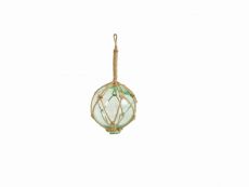 Seafoam Green Japanese Glass Ball Fishing Float With Brown Netting Decoration 4