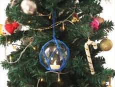 LED Lighted Clear Japanese Glass Ball Fishing Float with Blue Netting Christmas Tree Ornament 4