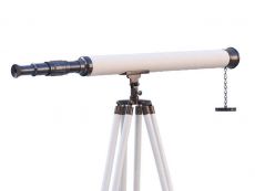 Floor Standing Oil-Rubbed Bronze-White Leather Harbor Master Telescope 60