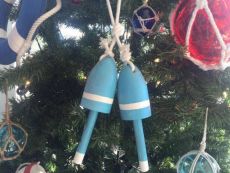 Wooden Light Blue Decorative Lobster Trap Buoy Christmas Ornament 7