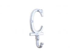 Whitewashed Cast Iron Letter C Alphabet Wall Hook 6