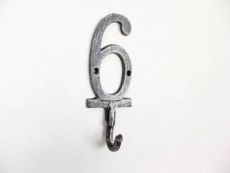 Rustic Silver Cast Iron Number 6 Wall Hook 6