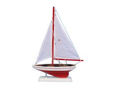 Wooden Red Pacific Sailer Model Sailboat Decoration 17