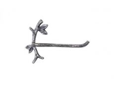 Rustic Silver Cast Iron Leaf Branch Toilet Paper Holder 9