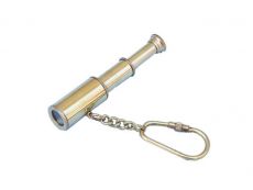 Nautical Gift Decor 4.2 Handheld Brass Telescope with Wooden Key Chain Pirate Navigation Brass Whistle 