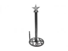 Rustic Silver Cast Iron Texas Star Bathroom Extra Toilet Paper Stand 16