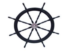 Deluxe Class Wood and Chrome Decorative Pirate Ship Steering Wheel 48