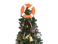 Orange Lifering with White Bands Christmas Tree Topper Decoration 