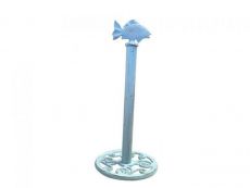 Rusitc Light Blue Cast Iron Fish Extra Toilet Paper Stand 15