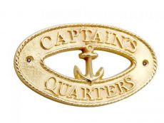 Brass Captains Quarters Oval Sign with Anchor 8