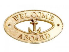 Brass Welcome Aboard Oval Sign with Anchor 8