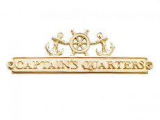 Brass Captains Quarters Sign with Ship Wheel and Anchors 12