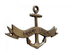 Antique Brass Poop Deck Anchor With Ribbon Sign 8