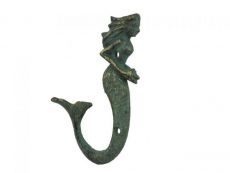 Antique Bronze Cast Iron Decorative Mermaid Hook 6\