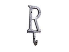 Rustic Silver Cast Iron Letter R Alphabet Wall Hook 6