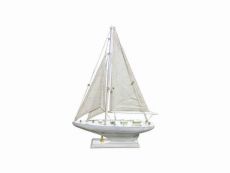 Wooden Rustic Whitewashed Pacific Sailer Model Sailboat Decoration 17