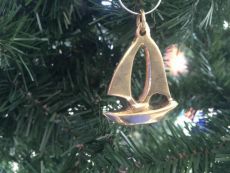 Solid Brass Sailboat Christmas Ornament 4