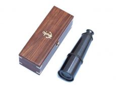 Deluxe Class Oil Rubbed Bronze Antique Admirals Spyglass Telescope 27 with Rosewood Box