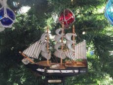 Wooden HMS Surprise Master and Commander Model Ship Christmas Tree Ornament