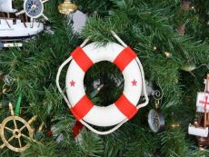 White Lifering with Red Bands Christmas Tree Ornament 6\