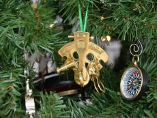 Brass Nautical Sextant Christmas Tree Ornament
