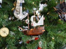 Wooden Santa Maria Model Ship Christmas Tree Ornament