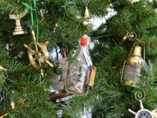 Santa Maria Model Ship in a Glass Bottle Christmas Tree Ornament