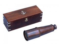 Deluxe Class Admirals Antique Copper Spyglass Telescope With Rosewood Box 27