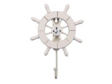 White Decorative Ship Wheel with Anchor and Hook 8