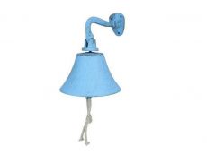 Rustic Light Blue Cast Iron Hanging Ships Bell 6