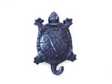 Rustic Dark Blue Cast Iron Turtle Key Hook 6