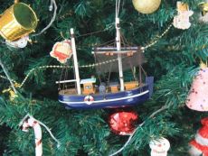 Wooden Fisher King Model Fishing Boat Christmas Tree Ornament