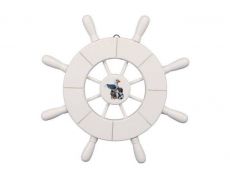 White Decorative Ship Wheel With Seagull 9