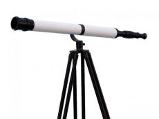 Floor Standing Oil-Rubbed Bronze-White Leather With Black Stand Galileo Telescope 65