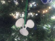 Whitewashed Cast Iron Propeller Christmas Ornament 4