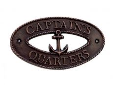 Antique Copper Captain\'s Quarters Sign 9\