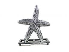 Antique Silver Cast Iron Starfish Napkin Holder 6