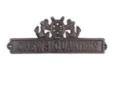 Cast Iron Crews Quarters Sign with Ship Wheel and Anchors 9